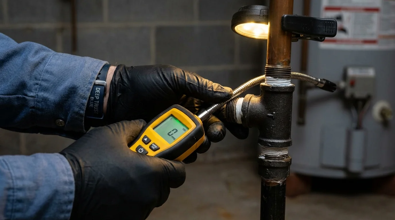 Gas leak detection with electronic sniffer by Johns Plumbing LLC in Stockbridge