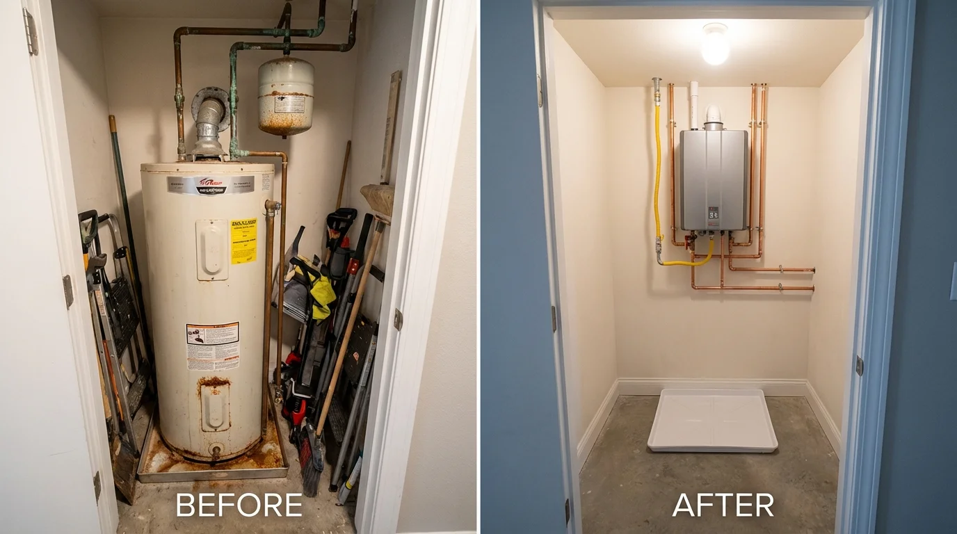 Tank water heater versus wall-mounted tankless unit comparison for Stockbridge, GA homeowners