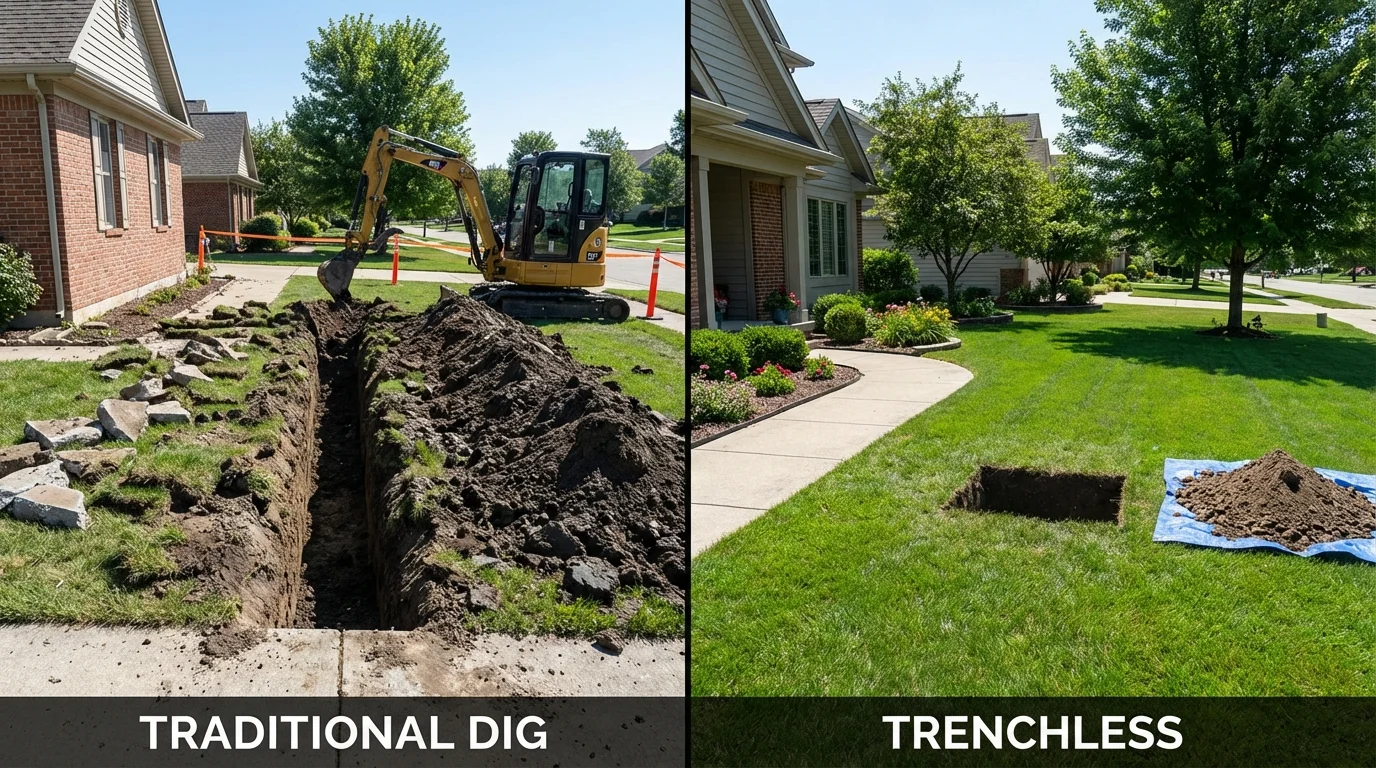 Trenchless sewer repair with minimal yard damage versus traditional excavation in Stockbridge, GA